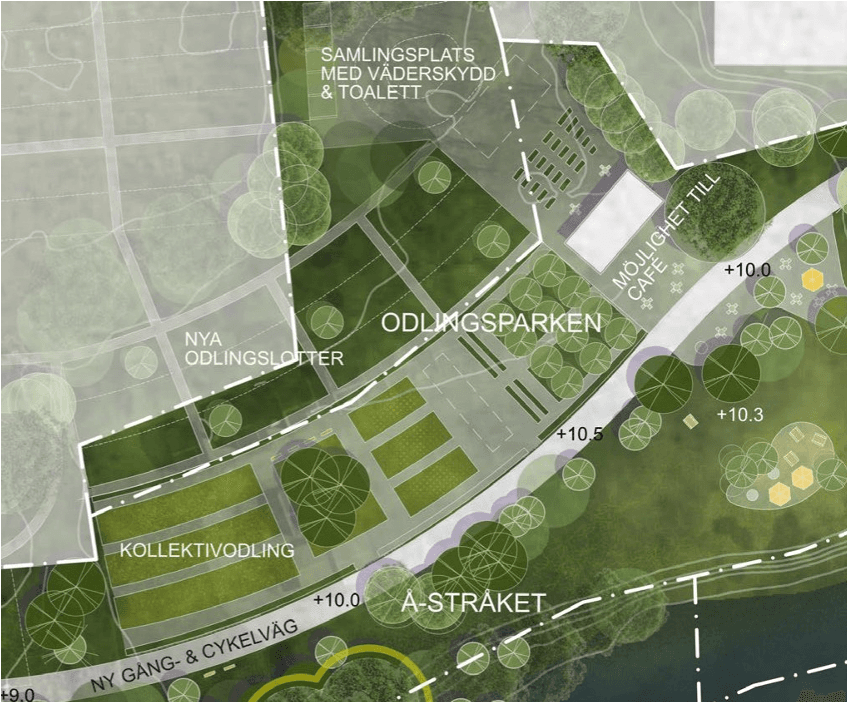 Karta över förslaget för Norra Stadsparken